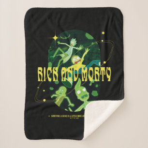 Rick and Morty Falling Quote Badge Sherpa Blanket