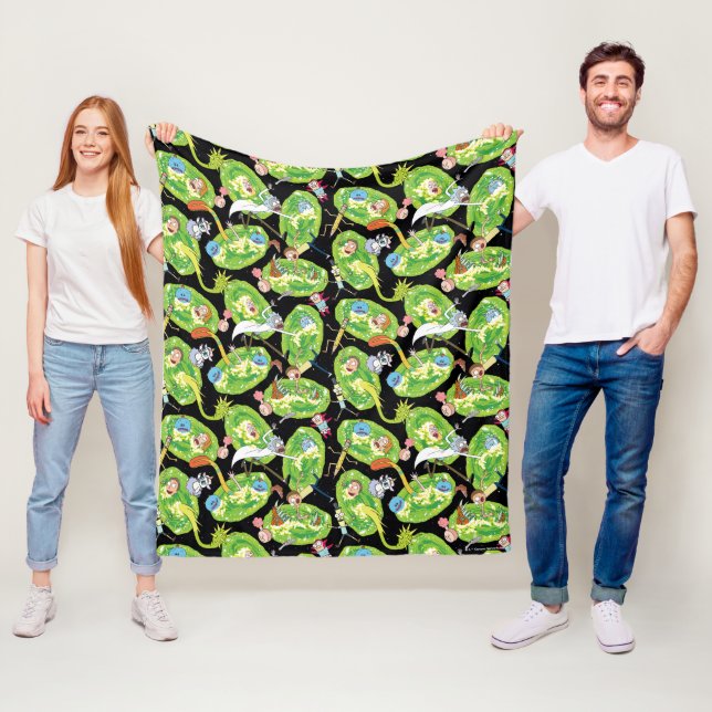 RICK AND MORTY™ | Falling Through Portals Pattern Fleece Blanket (In Situ)
