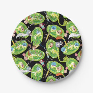 RICK AND MORTY™   Falling Through Portals Pattern Paper Plate