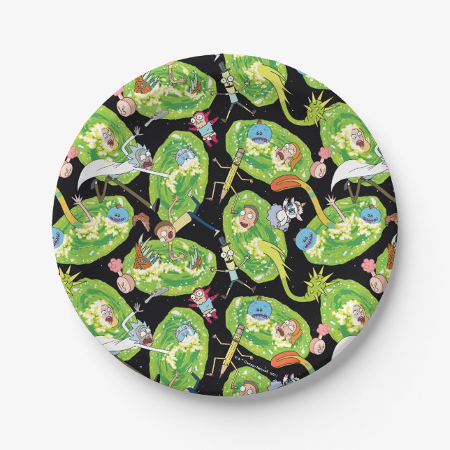 RICK AND MORTY™ | Falling Through Portals Pattern Paper Plate (Front)