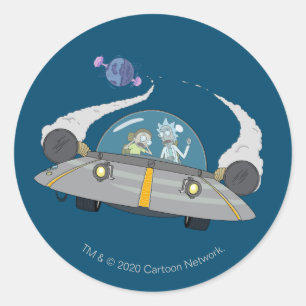 RICK AND MORTY™   Flying Off In Space Ship Classic Round Sticker