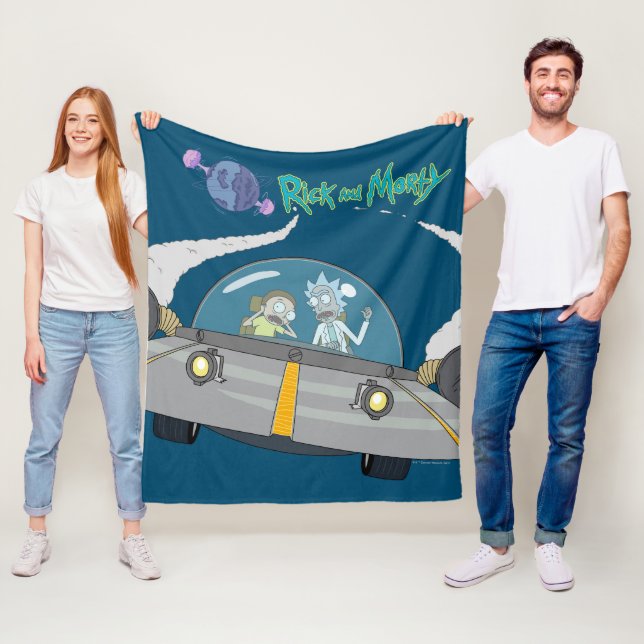 RICK AND MORTY™ | Flying Off In Space Ship Fleece Blanket (In Situ)