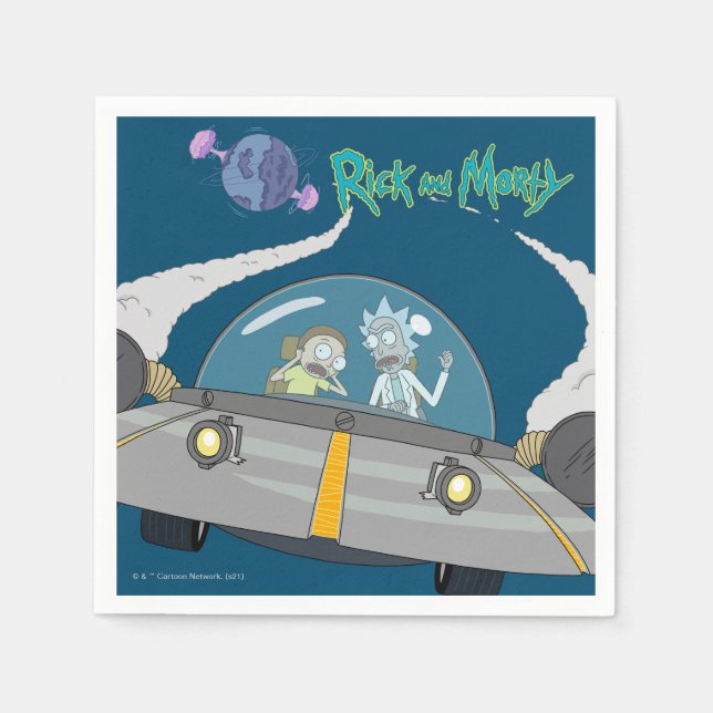 RICK AND MORTY™ | Flying Off In Space Ship Napkin (Front)