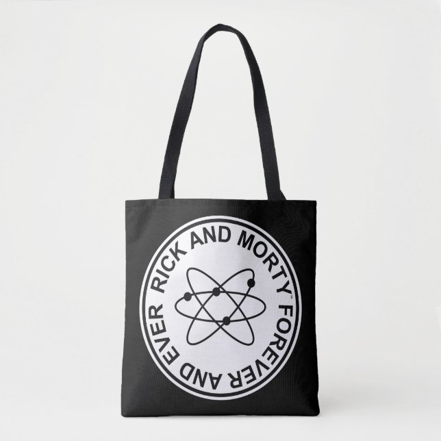 Rick and Morty Forever and Ever Atomic Badge Tote Bag (Front)