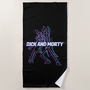 RICK AND MORTY™   Glitched Rick And Morty Beach Towel