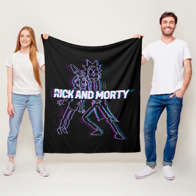 RICK AND MORTY™ | Glitched Rick And Morty Fleece Blanket (In Situ)