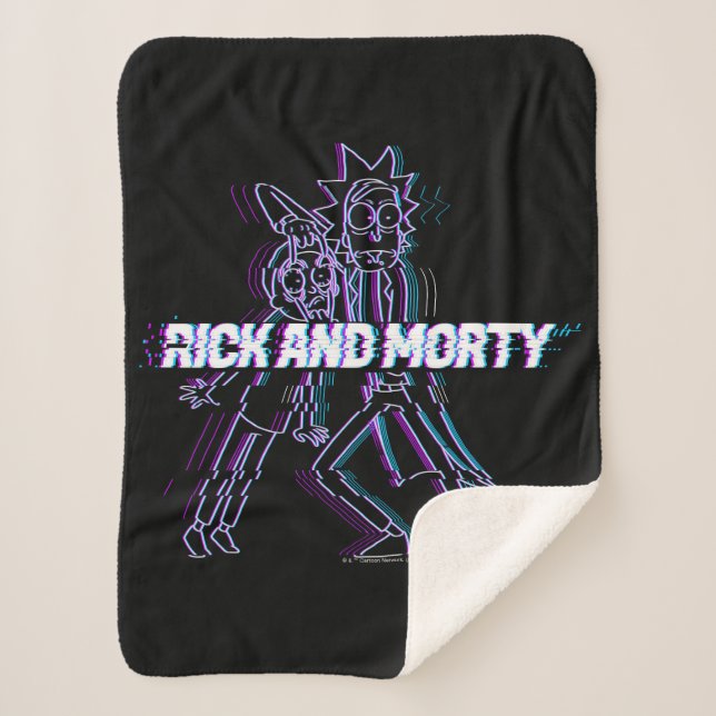 RICK AND MORTY™ | Glitched Rick And Morty Sherpa Blanket (Front)