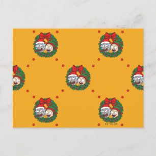 Rick and Morty Holiday Wreath Pattern Postcard