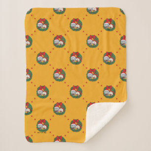 Rick and Morty Holiday Wreath Pattern Sherpa Blanket