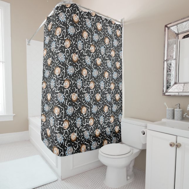 Rick and Morty Lightning Pattern Shower Curtain (In Situ)