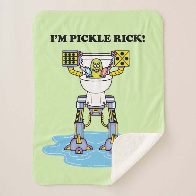 RICK AND MORTY™ | Pickle Rick Toilet Mech Sherpa Blanket (Front)