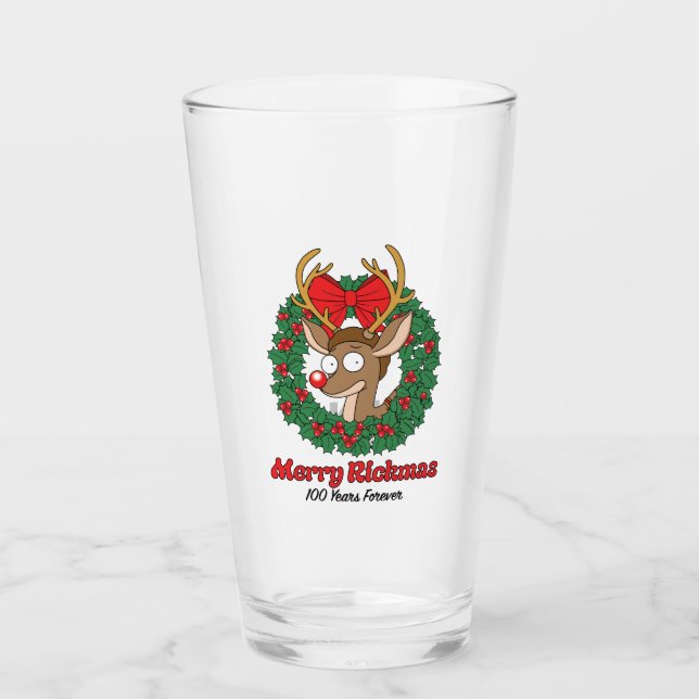 Rick and Morty | Reindeer Morty Merry Rickmas Glass (Front)
