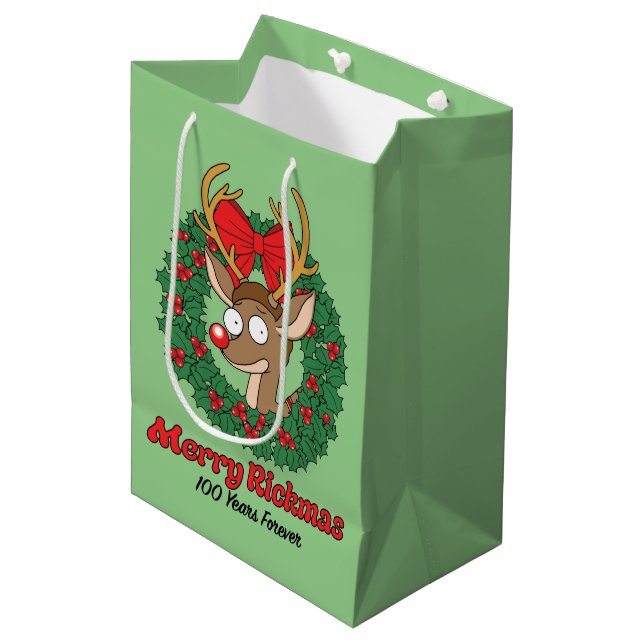 Rick and Morty | Reindeer Morty Merry Rickmas Medium Gift Bag (Front Angled)