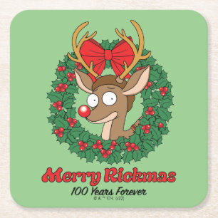 Rick and Morty   Reindeer Morty Merry Rickmas Square Paper Coaster