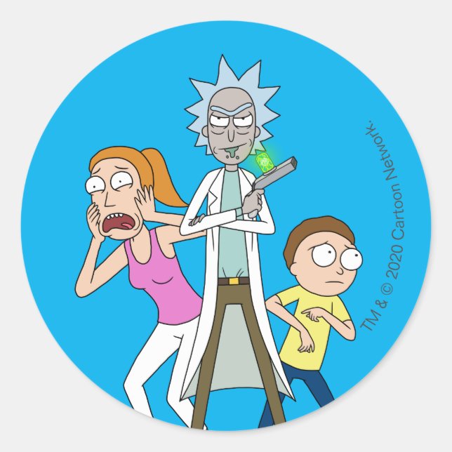 RICK AND MORTY™ | Rick, Morty, and Summer Classic Round Sticker (Front)