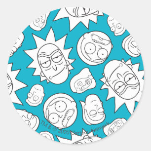 RICK AND MORTY™   Smith Family Head Pattern Classic Round Sticker