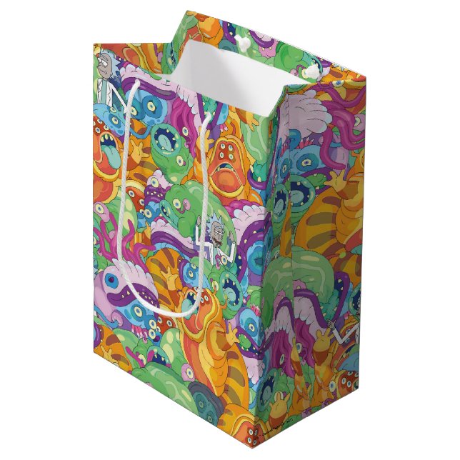 Rick Apocalypse Party Alien Pattern Medium Gift Bag (Front Angled)