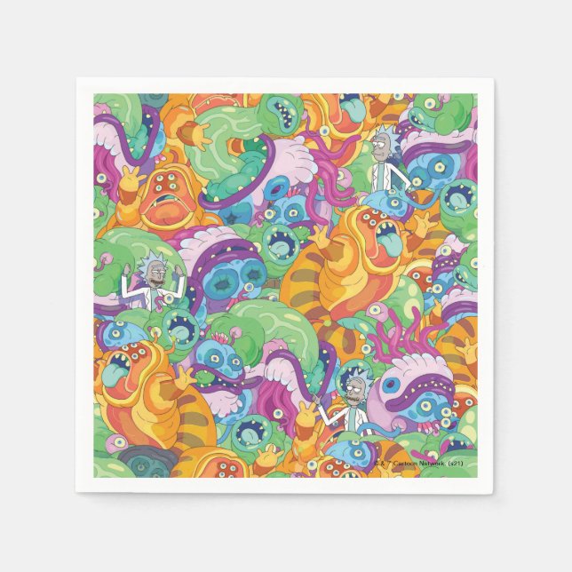 Rick Apocalypse Party Alien Pattern Napkin (Front)