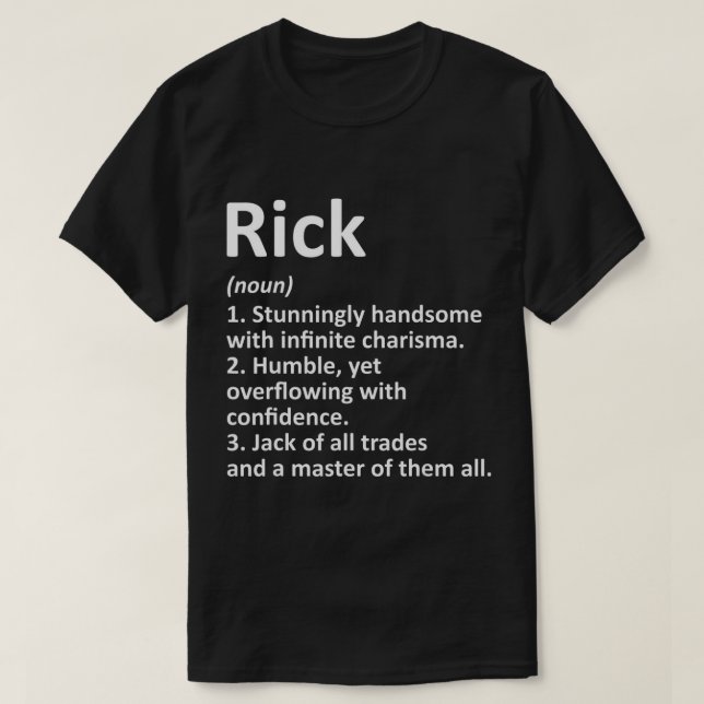 RICK Definition Personalised Name Funny Birthday G T-Shirt (Design Front)