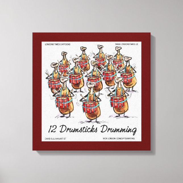 Rick London "12 Drumsticks Drumming" Christmas Canvas Print (Front)