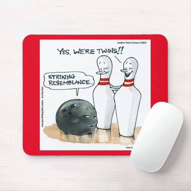 Rick London Cartoons Funny Bowling Comic Mouse Pad (With Mouse)