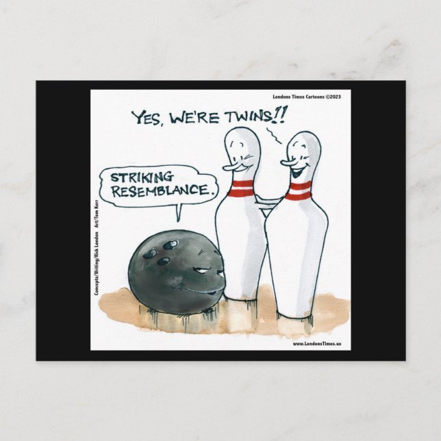Rick London Cartoons Funny Bowling Comic  Postcard (Front)