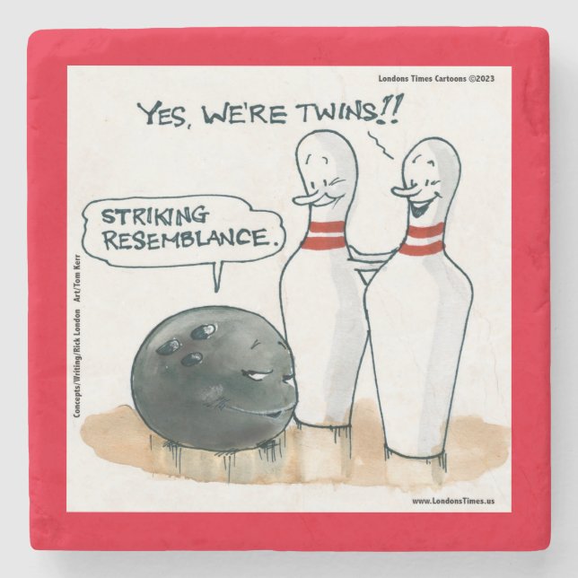Rick London Cartoons Funny Bowling Comic  Stone Coaster (Front)