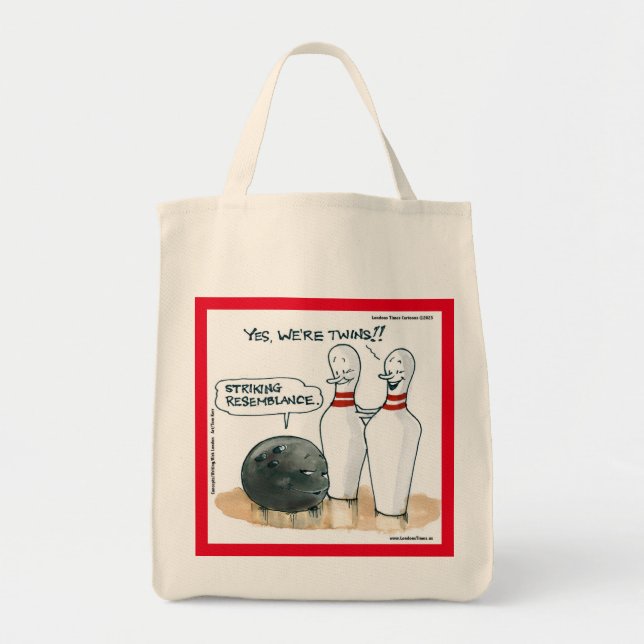 Rick London Cartoons Funny Bowling Comic Tote Bag (Front)