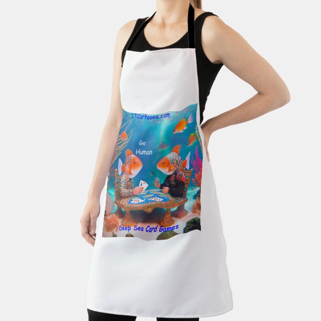 Rick London Fish Playing "Go Fish" Card Game Comic Apron (Insitu)