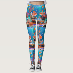 Rick London Fish Playing "Go Fish" Card Game Comic Leggings