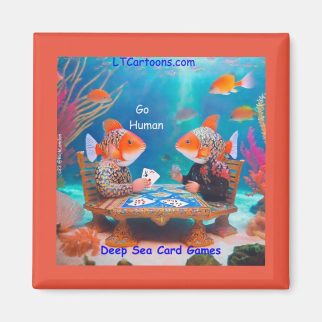 Rick London Fish Playing "Go Fish" Card Game Comic Magnet (Front)