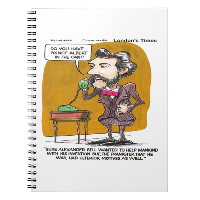 Rick London Funny Alexander Bell Phone Prank Spiral Notebook (Front)