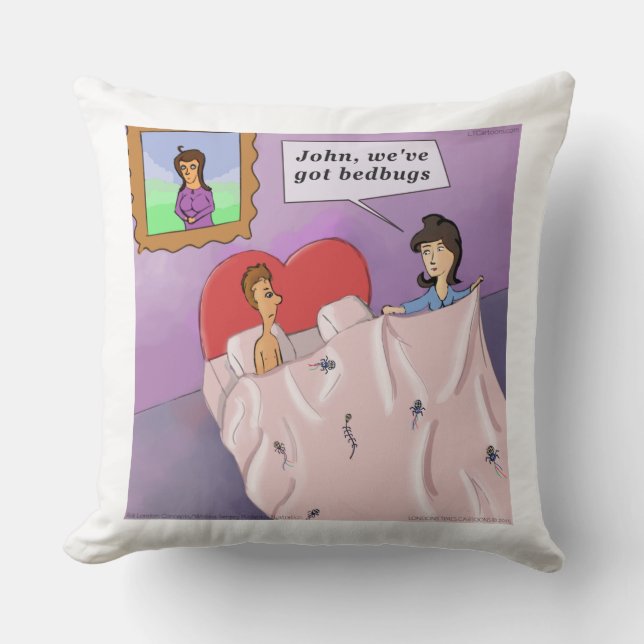 Rick London Funny Bedbugs Cartoon Cotton Pillow (Front)