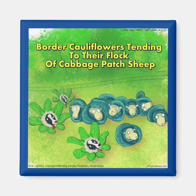 Rick London Funny Border Collie Flower Comic  Magnet (Front)