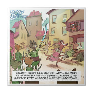 Rick London Funny Cats Vs Dogs Cartoon Tile