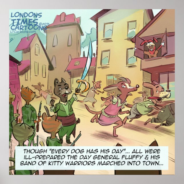 Rick London Funny Cats Vs Dogs Poster (Front)