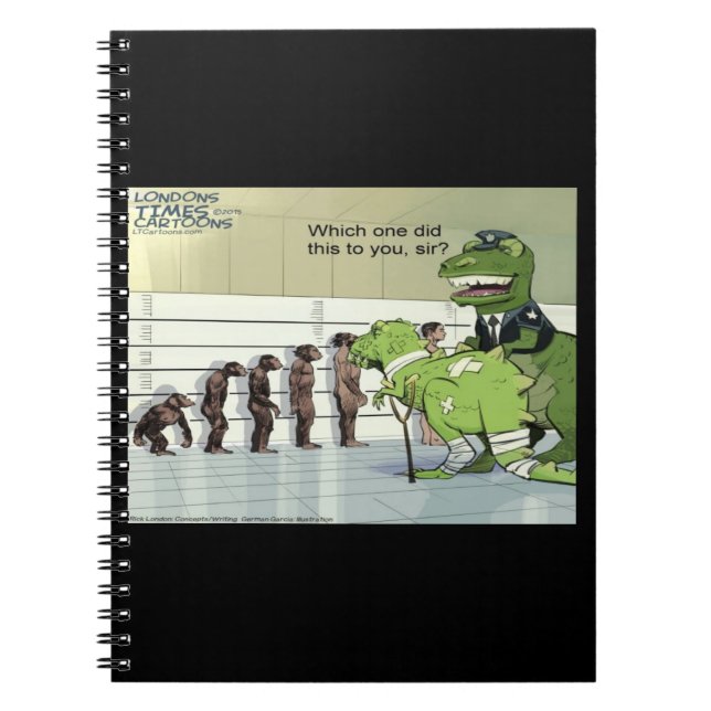 Rick London Funny Dinosaur Police Lineup  Notebook (Front)