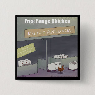 Rick London Funny Free-Range Chicken 15 Cm Square Badge