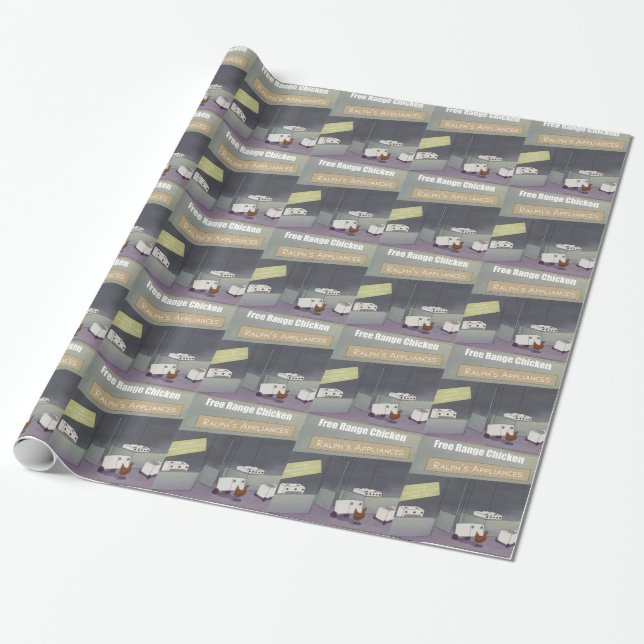 Rick London Funny Free-Range Chicken Wrapping Paper (Unrolled)