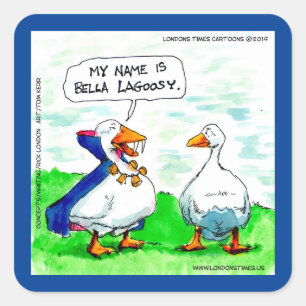 Rick London Funny Goose Vampire Wearing Bells  Square Sticker