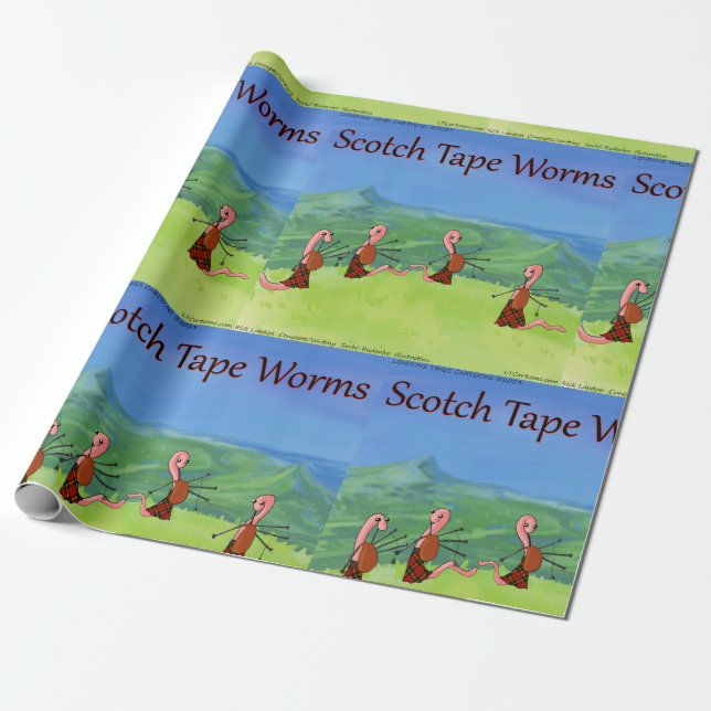 Rick London Funny Worms Of Scotland Comic Wrapping Paper (Unrolled)