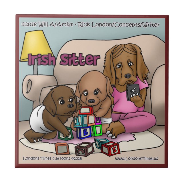 Rick London Irish Setter Cartoon Ceramic Tile (Front)