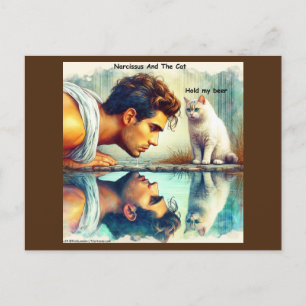 Rick London Narcissus & The Cat Funny Postcard