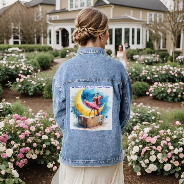 Rick London Pink Himalayan Salsa Funny  Denim Jacket (Wedding Back)
