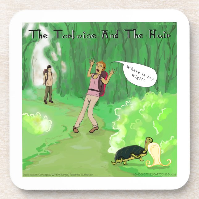 Rick London Turtle And The Wig Hair Funny Coaster (Front)