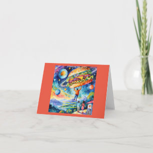 Rick London Vegan Sees Meateator In Space Funny Card