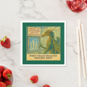 Rick London's Vegan Dragon Grocery Shopping Funny Napkin