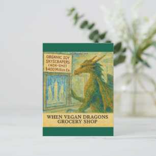 Rick London's Vegan Dragon Grocery Shopping Funny Postcard