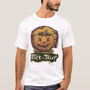 rick or Treat Retro Pumpkin Bucket Halloween T-Shirt