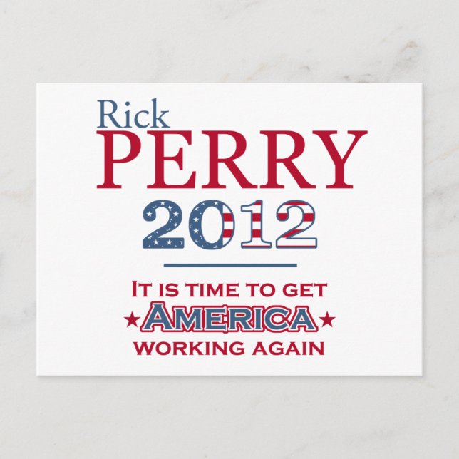 Rick Perry 2012 for president post card (Front)